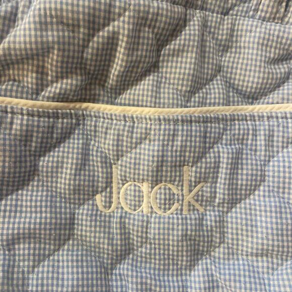 Embroidered Blue And White Checkered Diaper Bag - Picture 2 of 6